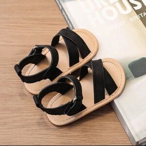 BRAND NEW Kids Black Strappy Sandals - Soft Footbed Casual Shoe